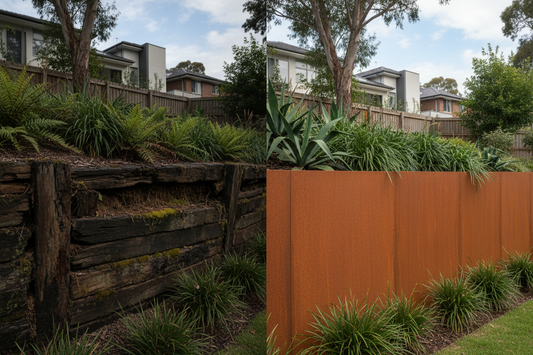 Transform Your Tired Timber Sleeper Wall with a Corten Steel Wrap