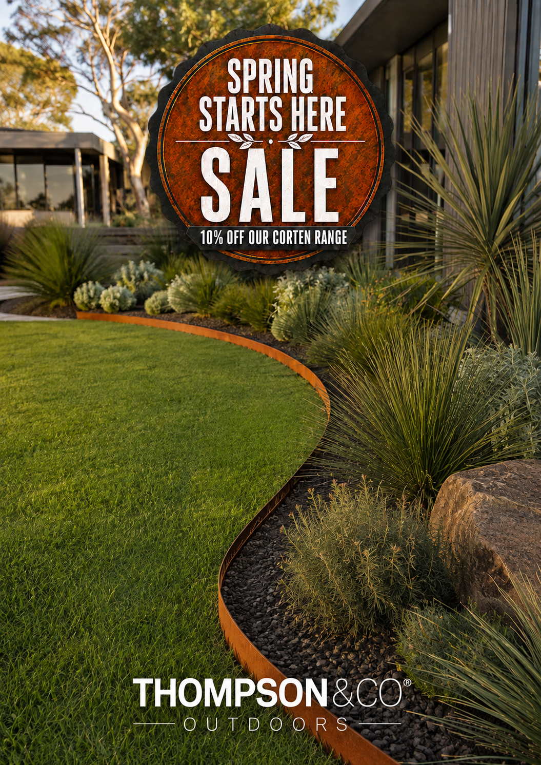 T-Edge Corten Steel Edging System w/Concealed Pegs
