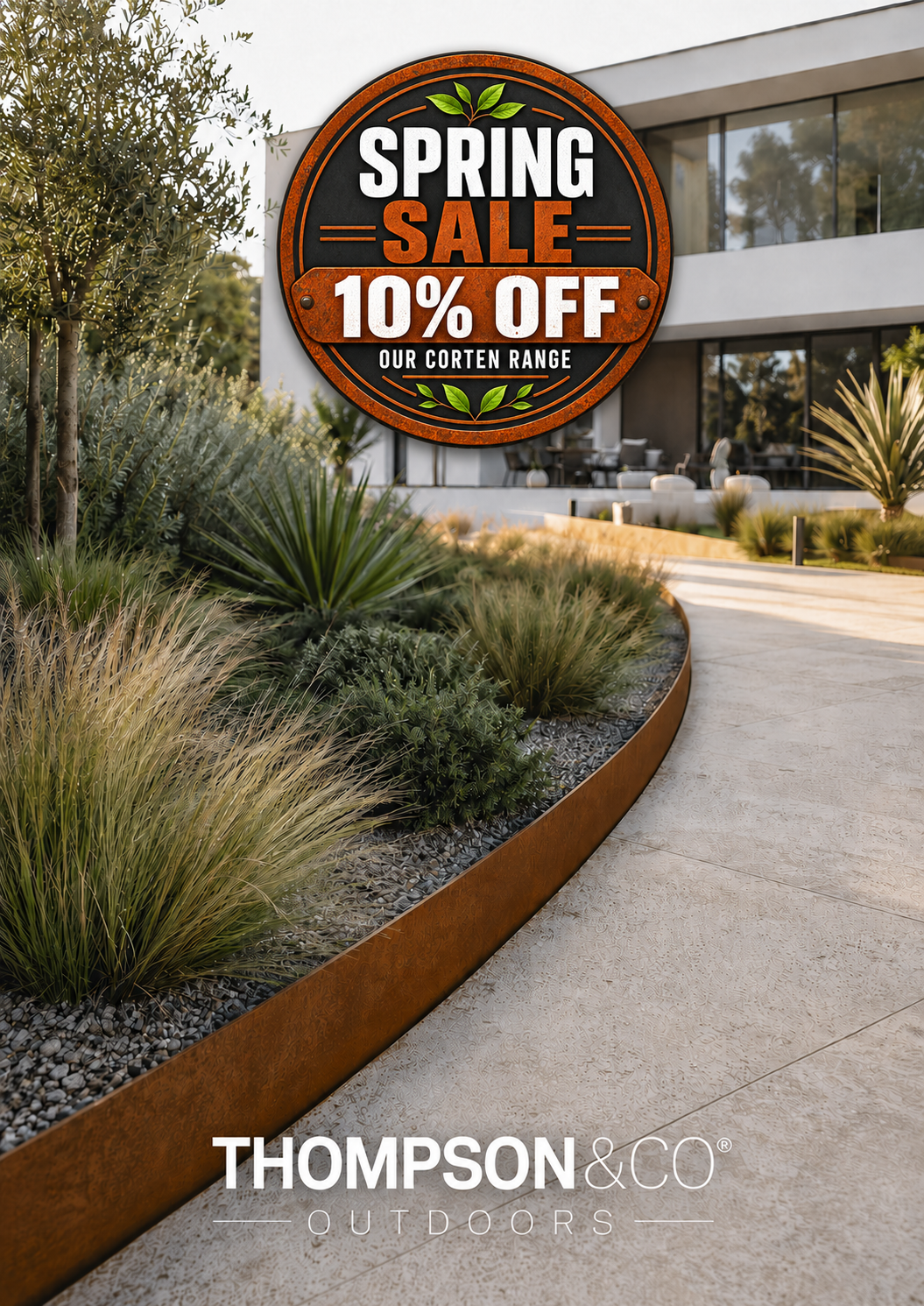T-Edge Corten Steel Edging System w/Concealed Pegs