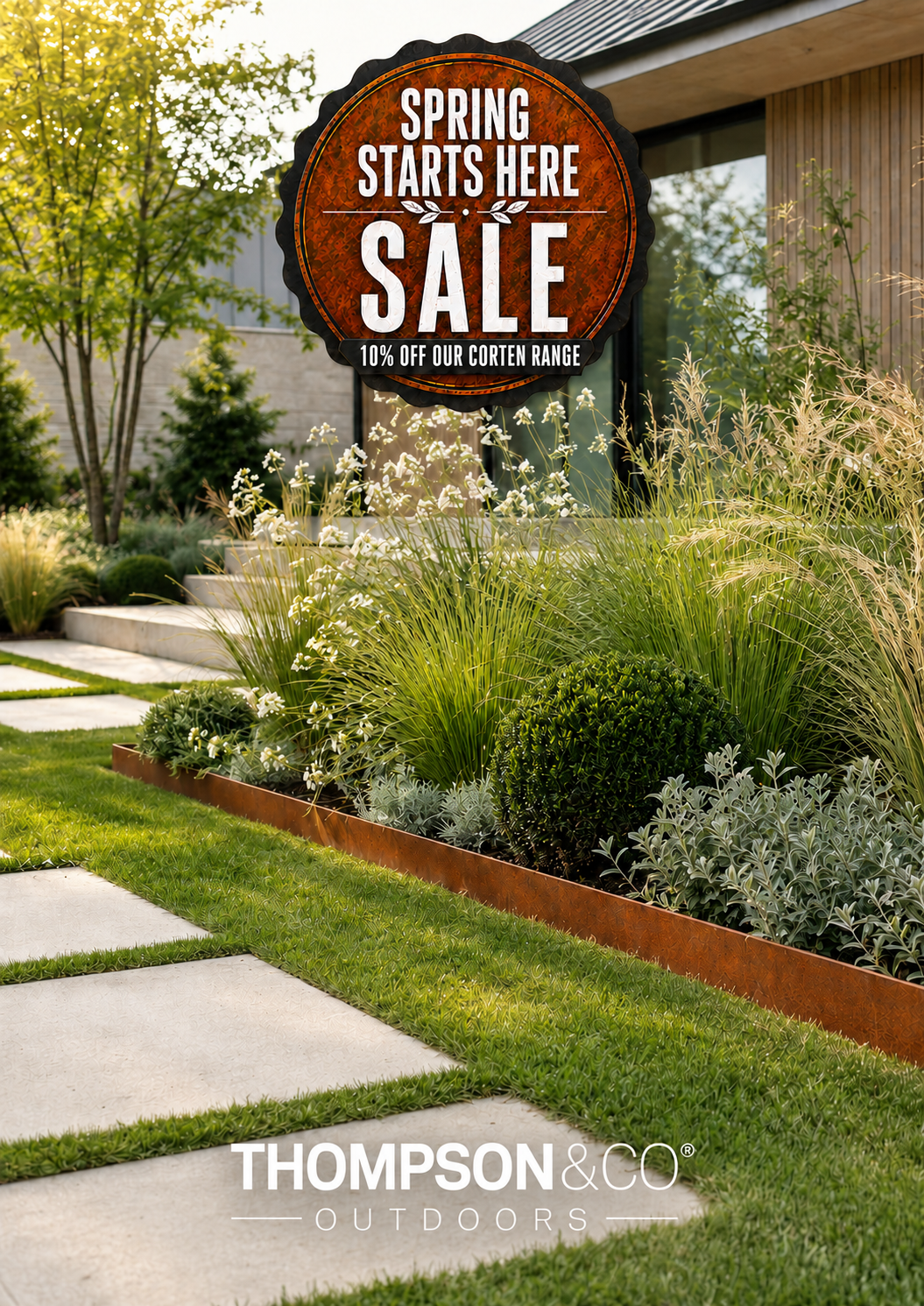 T-Edge Corten Steel Edging System w/Concealed Pegs