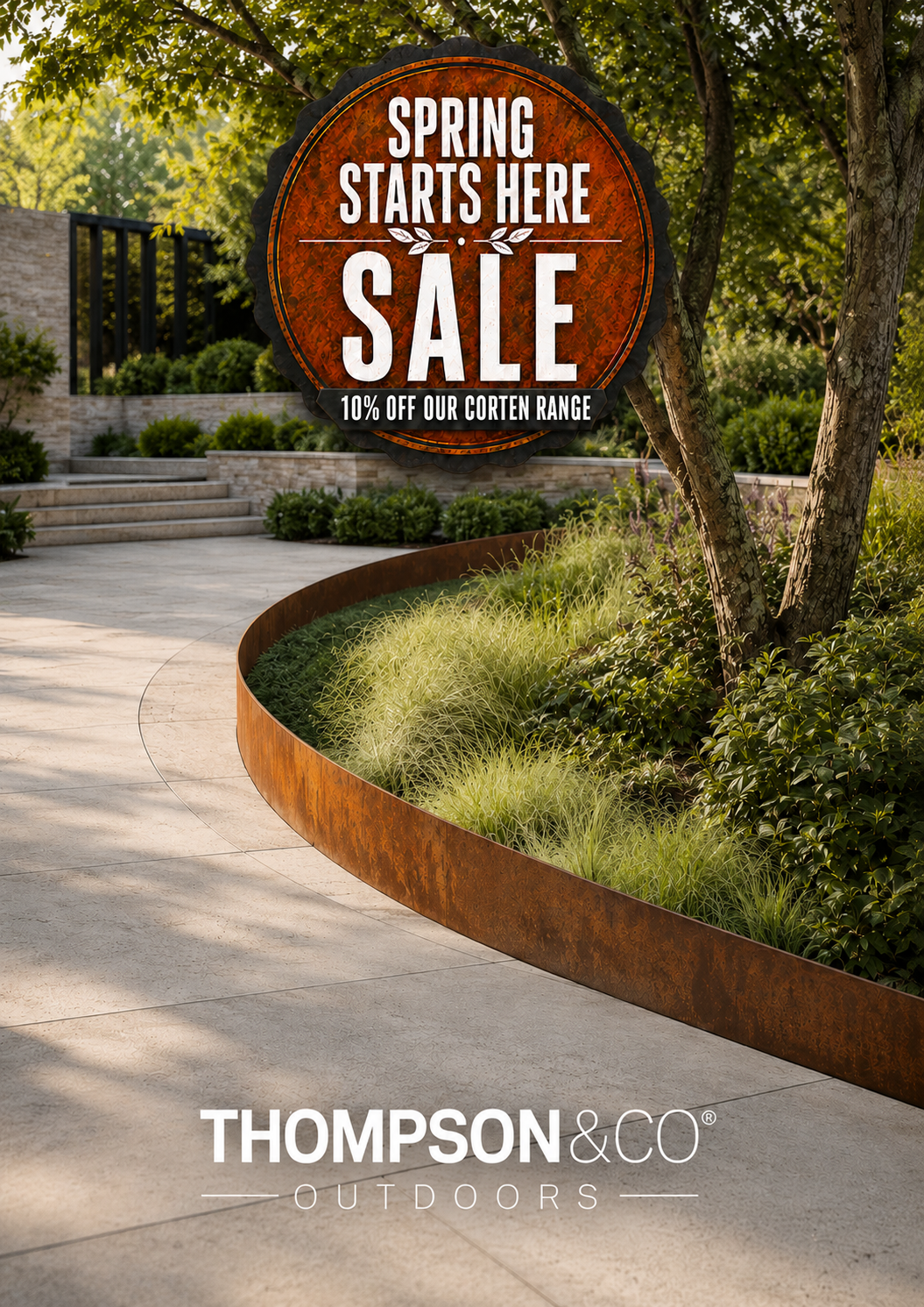 T-Edge Corten Steel Edging System w/Concealed Pegs